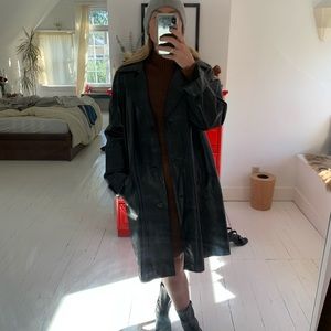 Vintage Black Leather Trench
